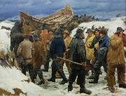 Michael Ancher The Lifeboat is Taken through the Dunes oil painting picture wholesale